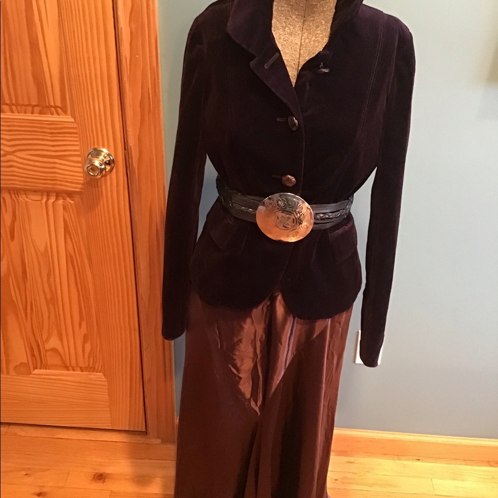 BLACK LEATHER BOHO BRAIDED BELT w/FLORAL CONCHO BUCKLE - Picture 2 of 6